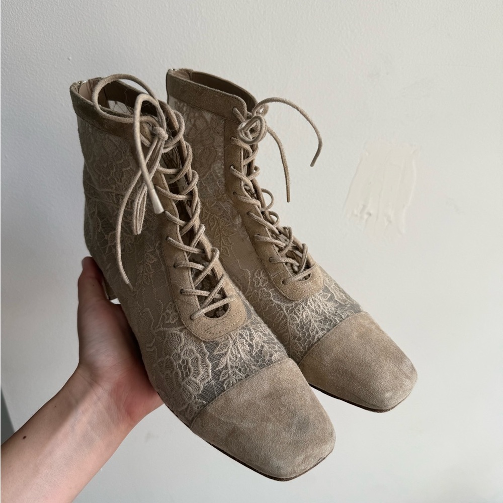 Dior Lace-Up Beige Boots